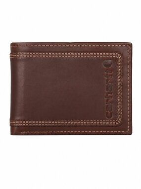 Carhartt Men’s Leather Triple Stitch Wallet, Durable Full-Grain Leather Bifold